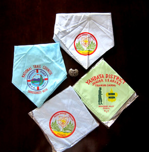 Vintage BSA Boy Scouts Neckerchiefs Scarfs  Lot 4  1970s   One Scarf BSA slide