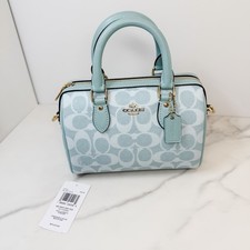 Coach Light Blue Mini Rowan Bag Charm Keychain 5/27 Drop NWT Ships Fast
