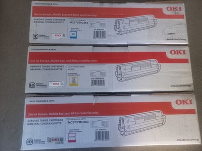 GENUINE OKI  MC 873 MC 883 SET OF THREE COLOR TONERS 45862814 45862815 45862816