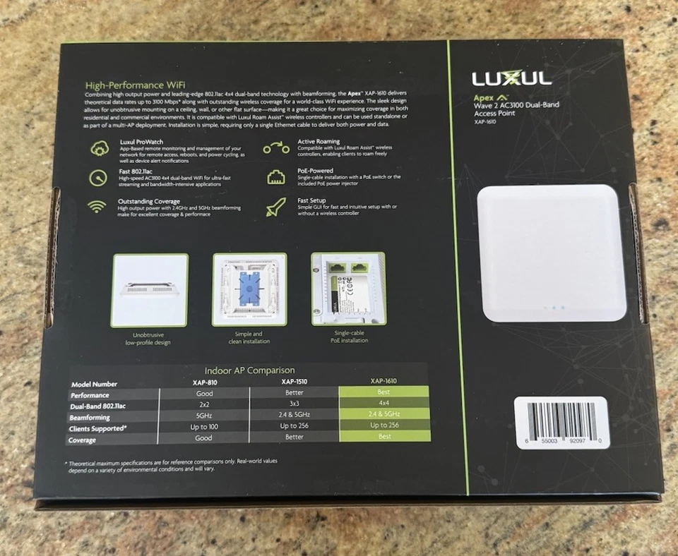 Luxul XAP1610 Apex Wave 2 AC3100 Dual-Band Access Point Brand New - Image 2 of 2