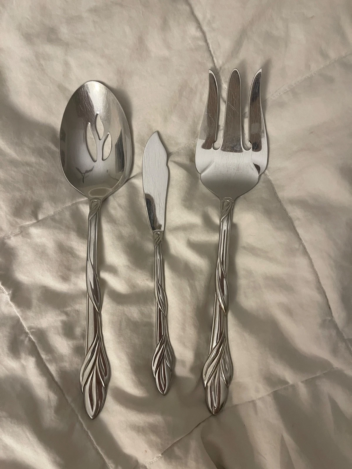 3 Oneida EDEN Serving Pieces Spoon Fork Butter Knife USA Stainless Flatware