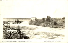 St Louis River dam~Carlton Minnesota MN~ RPPC real photo~1941 to LAKE CHARLES LA