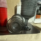 Set of 2 Smoke Gray Textured Dotted Glass Goblets, Vintage/Retro — photo 2