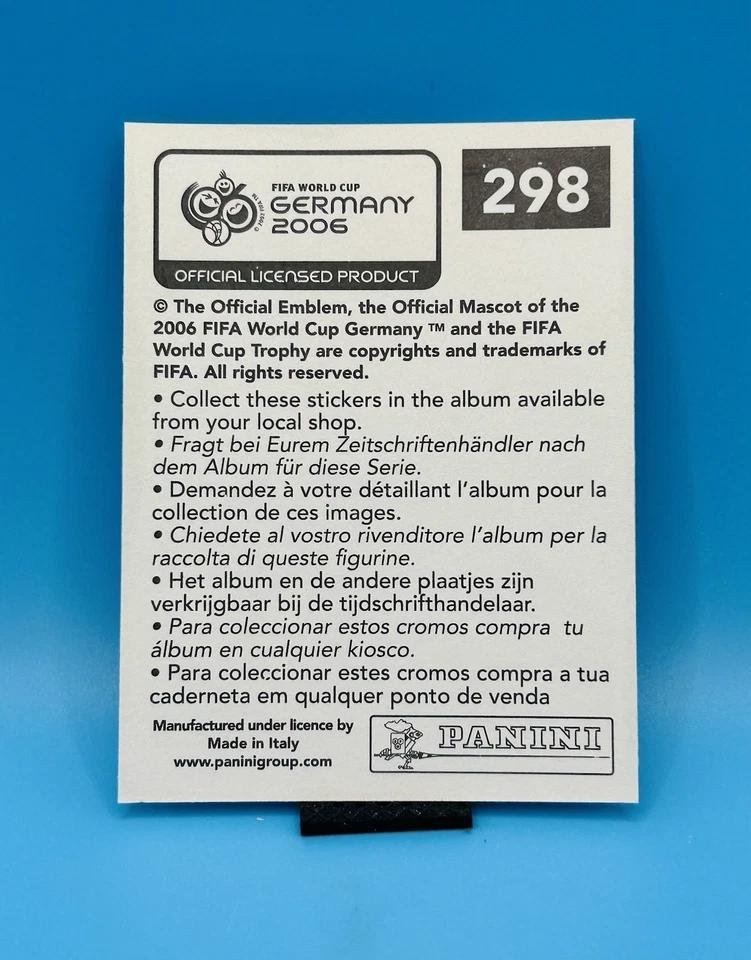 2006 Panini FIFA World Cup Германия стикер #298 Криштиану Роналду Португалия RC - Изображение 2 из 2
