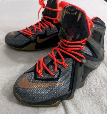 Nike Lebron Basketball Shoes Sneaker Mens  8.5 Rose Gold Black XII Elite Casual