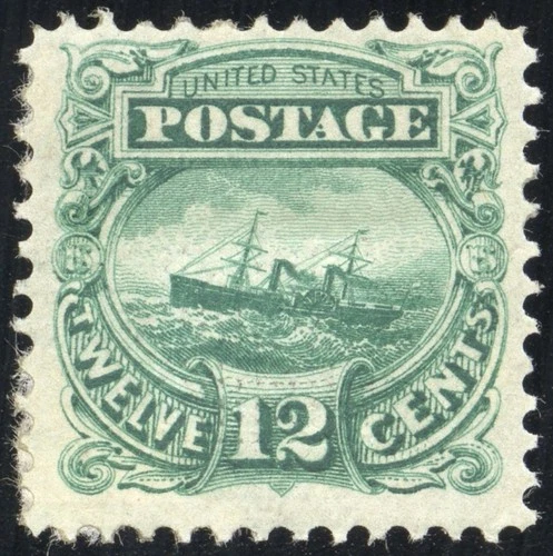 US Stamps # 117 MH XF Grilled 12¢ Green Essay Certificate From Farouk Collection