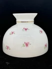 Vtg 10" Fitter White Milk Glass Flat Top Rayo Kerosene Lamp Shade w/Roses Decor