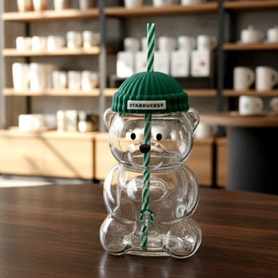 2026 Starbucks Barista Bear Cup Limited Edition Glass Cup Xmas Gifts 503ml New
