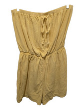 Vintage 80s Sears Tropical Escape Yellow Terry Cloth Romper Size Large-Enjoyed 