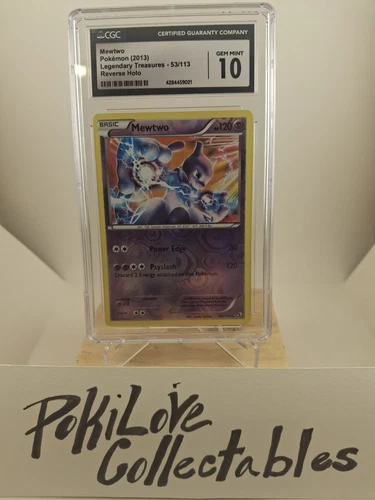 Pokemons Mewtwo 53/113 Legendary Treasures CGC10/9 Reverse Holo/regular Holo