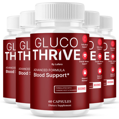 (5 Pack) Gluco Thrive Capsules Blood Optimizer Support GlucoThrive Pill (300 ct)