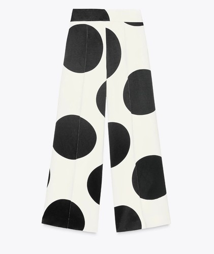 ZARA WOMAN SS25 BLACK WHITE ZW COLLECTION POLKA DOT WIDELEG PANTS M 2068/557/084 - Picture 8 of 20