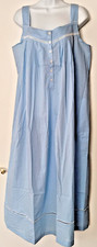 Aria Country Blue Sleeveless 100 Cotton Lawn Ballet Nightgown Gown M
