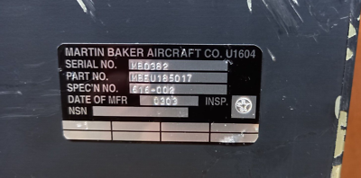 Martin Baker Aircraft U1604 Ejection seat assy | eBay