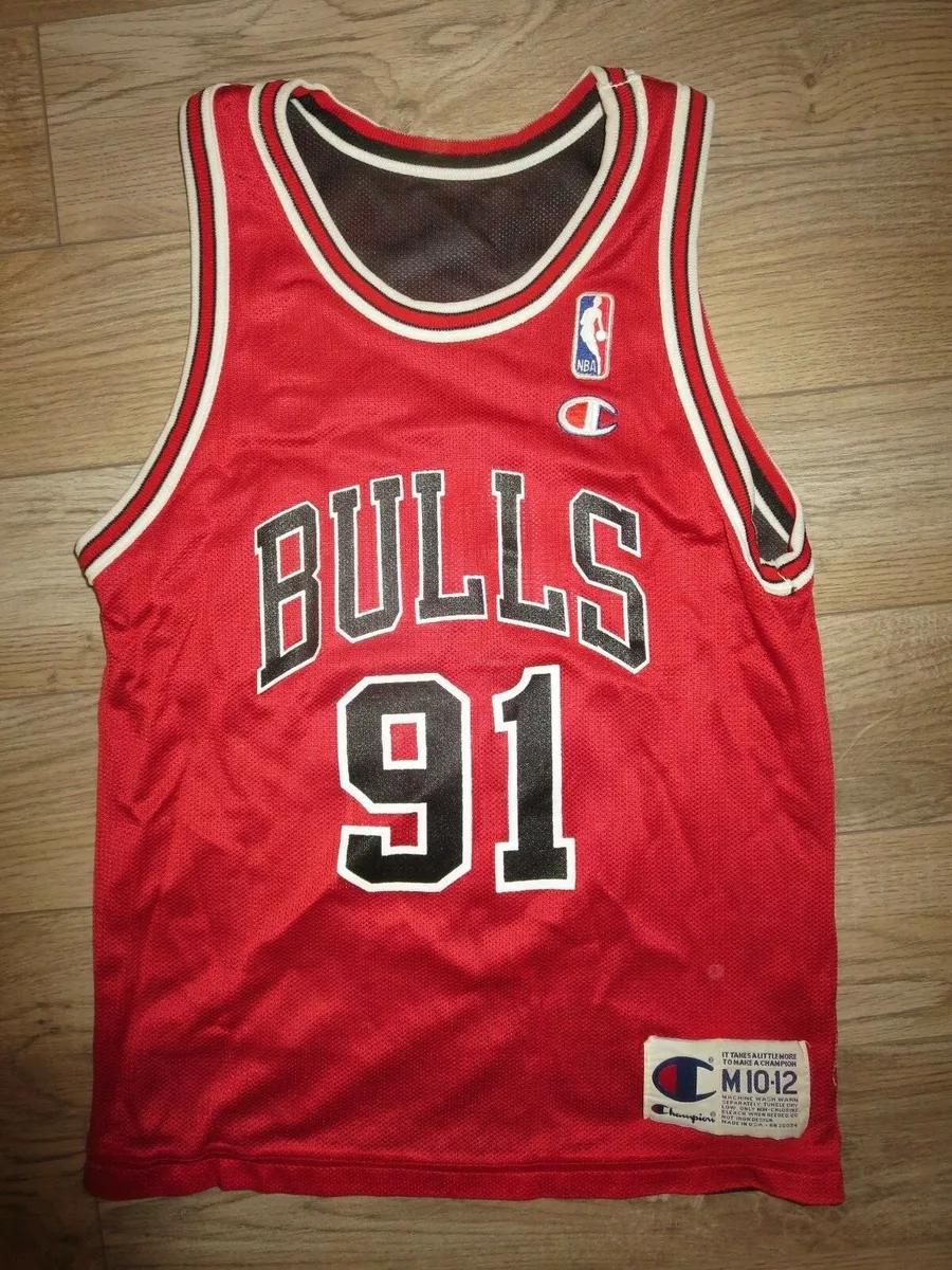 Dennis Rodman #91 Chicago Bulls Champion NBA Reverse Jersey Youth M 10-12