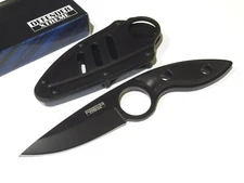 DEFENDER XTREME 5860BK Finger Hole full tang fixed blade knife 6 7/8" overall 