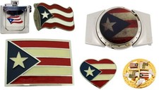 belt buckles lot 6 pieces Closeout puertorriquena Puertorriqueno Flags Wholesale