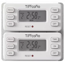 2 TiFFCOFiO Indoor 15A/1800w  Digital Light Programmable Outlet Timer Prong Plug