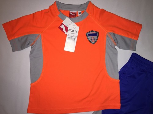 NWT $42 PUMA 2pc set short sleeve BOY size 4 fire orange - Picture 2 of 7