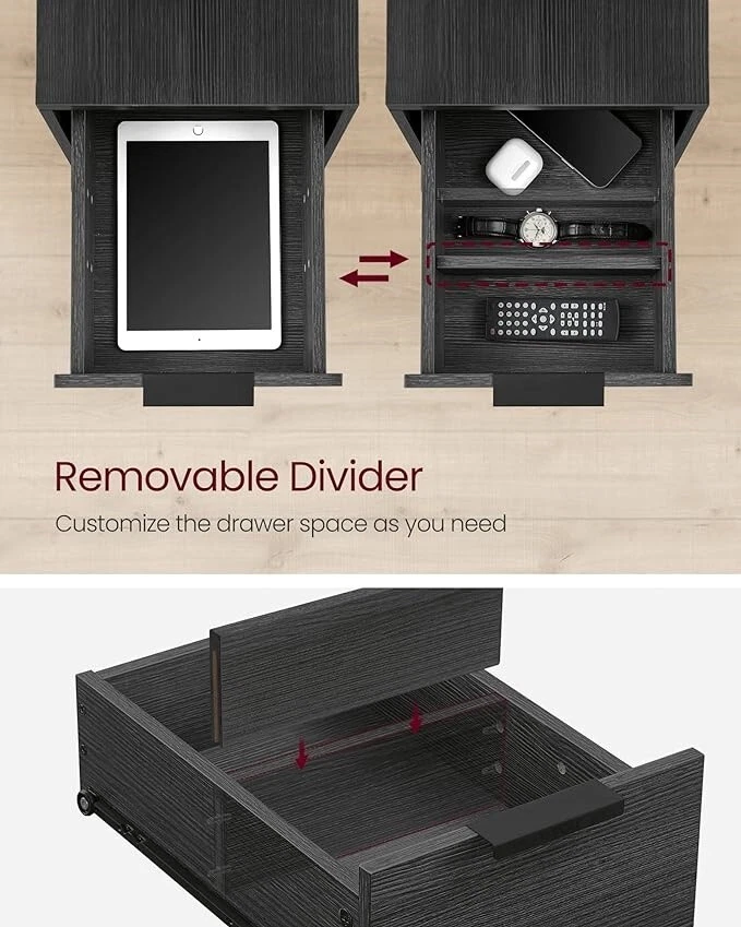 Mesa Auxiliar Con Estación De Carga, Mesa Auxiliar Estrecha Con 2 Cajones NUEVO. - Image 3 of 4
