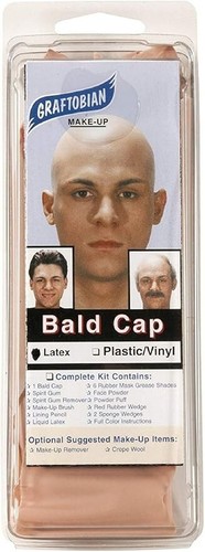 Graftobian Latex Bald Cap - Full Color Instructions Theater Halloween Special FX - Picture 3 of 3
