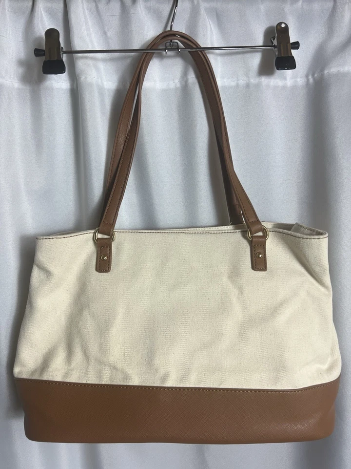 Tommy Hilfiger Cartera Grande Lona Bolso de Hombro Cuero Vegano Doble Correa Foto 3 de 4