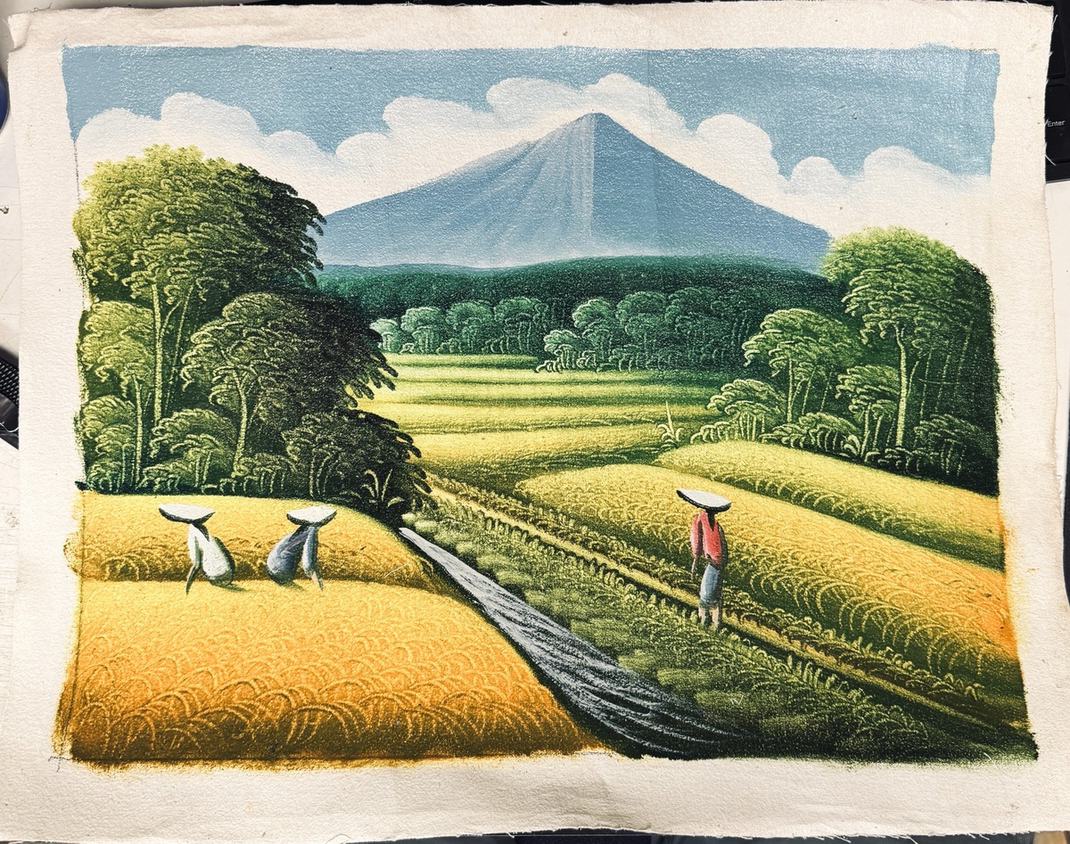 Bali Rice Field Landscape Painting Oil Canvas Indonesian Art