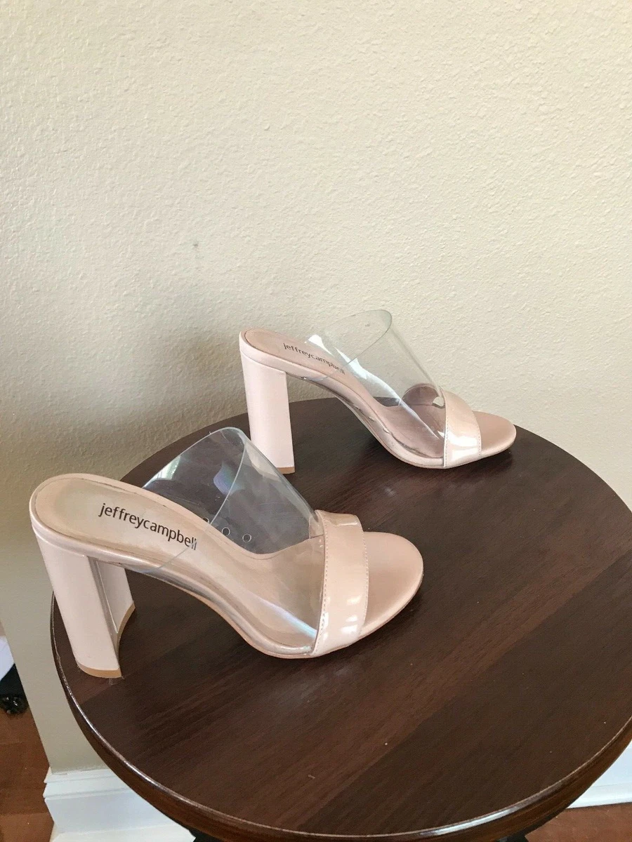 Jeffrey Campbell Keira Slide Sandal Nude Patent Clear Size 5 129