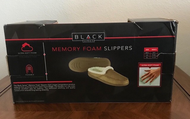 black series memory foam slippers