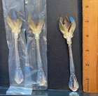 3 CHANTILLY STERLING FLATWARE POLISHED ICE CREAM  FORKS GOLD WASHED HEADS 1 BID