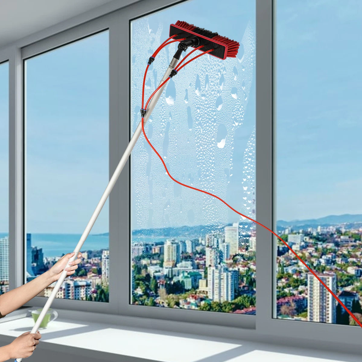 26 ft Window Washing Pole Water Fed Pole Cleaning Brush Solar Panel Cleaner  Tool