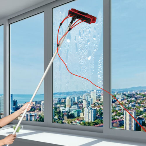 26 FT Water Fed Pole Cleaning Brush Tool For Window Solar Panel Clean Washing