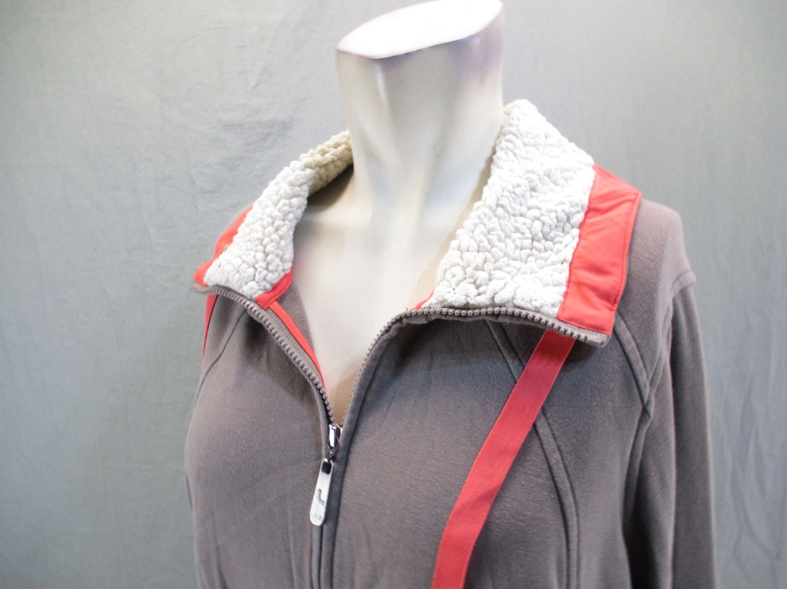 lole cotton blend full zip drawstring pocket athletic jacket