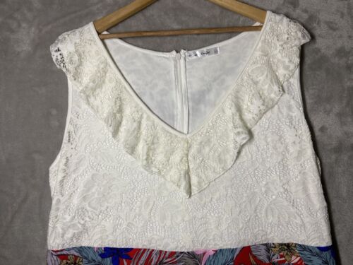 Rose Gal Romper Plus Size 4X Hawaiian Floral V- Neck Flowy Ruffles - Picture 3 of 11