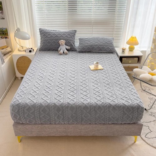 Thicken Taffeta Fitted Sheet Warm Mattress Protector Cover Dustproof Non-slip - Picture 26 of 30