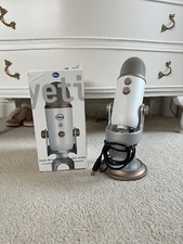 Vintage White Logitech Blue Yeti Usb Microphone For Pc, Mac, Recording, 