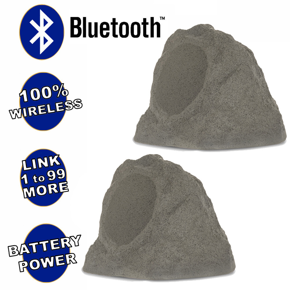Theater Solutions Wireless 200W Rechargeable Bluetooth Rock Speaker Pair Grey