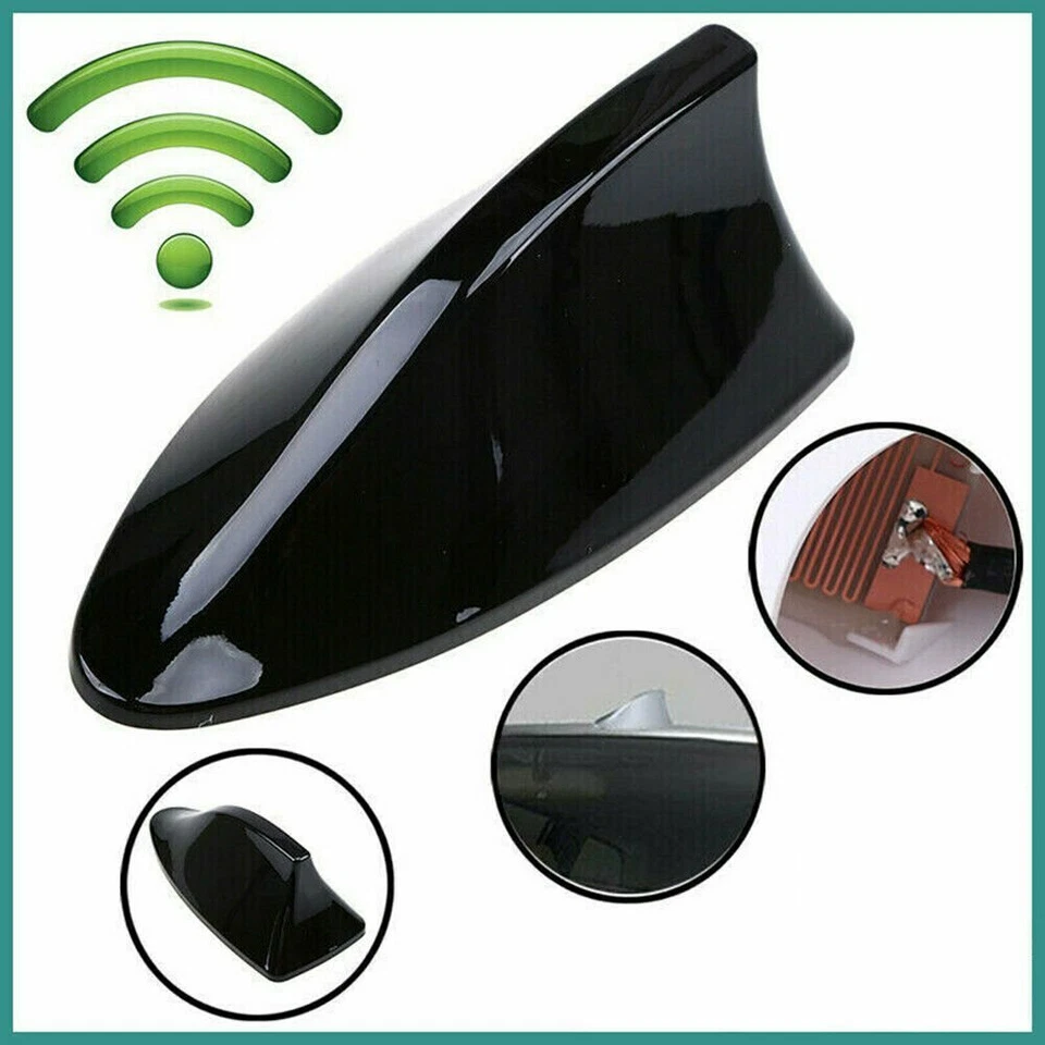 Capa de antena aérea estilo barbatana de tubarão sinal AM/FM rádio teto carro universal preto - Imagem 3 de 4