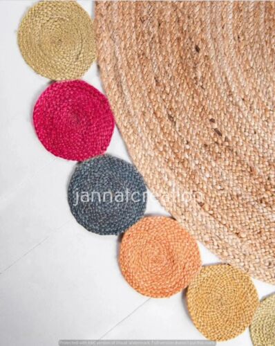 Designer Mulit Round Jute Rug Floor Area Rug Handmade Rug Braided Bathmat Rugs - Picture 3 of 3