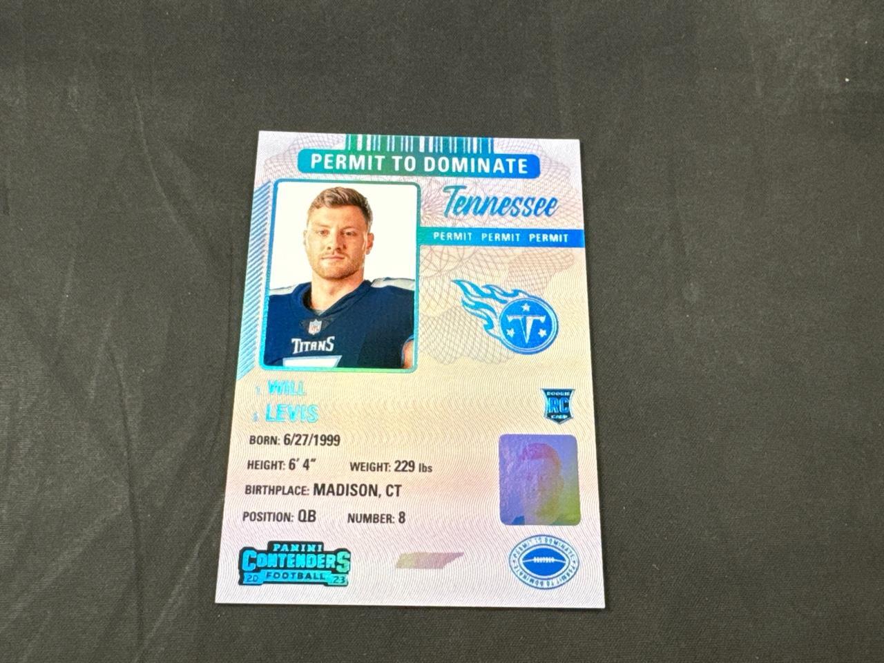 2023 PANINI CONTENDERS FOOTBALL WILL LEVIS #39 PERMIT TO DOMINATE ROOKIE TITANS