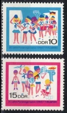 DDR #Mi1432-Mi1433 MNH 1968 Pioneers Scouts Music Flags [1069-1070]