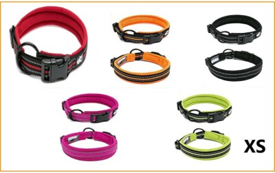 Adjustable Nylon Dog Collar Mesh Padded 3M Scotchlite Reflective Material XS 