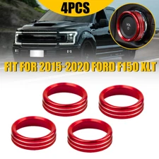 Air Condition Audio Switch Knob Trim Cover Red For 2015-20 Ford F150 Accessories