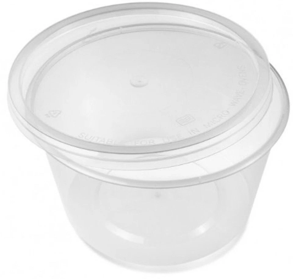 16oz Plastic Container Clear with Lid Microwave Takeaway Tubs Pots Pack of 50 - Image 3 of 3