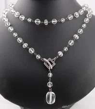 Long 36" Vintage Silpada Cut Quartz Crystal Bead Sterling Silver Lariat Necklace