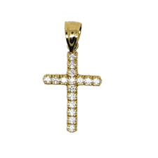 14k Yellow Gold Cubic Zirconia Cross Pendant