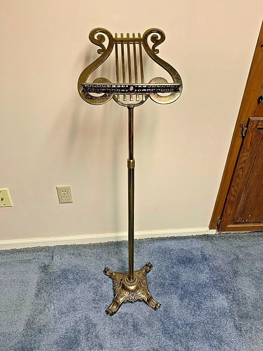 Amazing Antique Solid Brass Music Stand Musical Conductor Decor Restaurant Event
