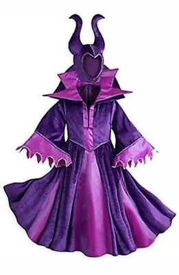 NWOT DISNEY STORE Maleficent COSTUME Girls Descendants WITH HEADPIECE 9/10