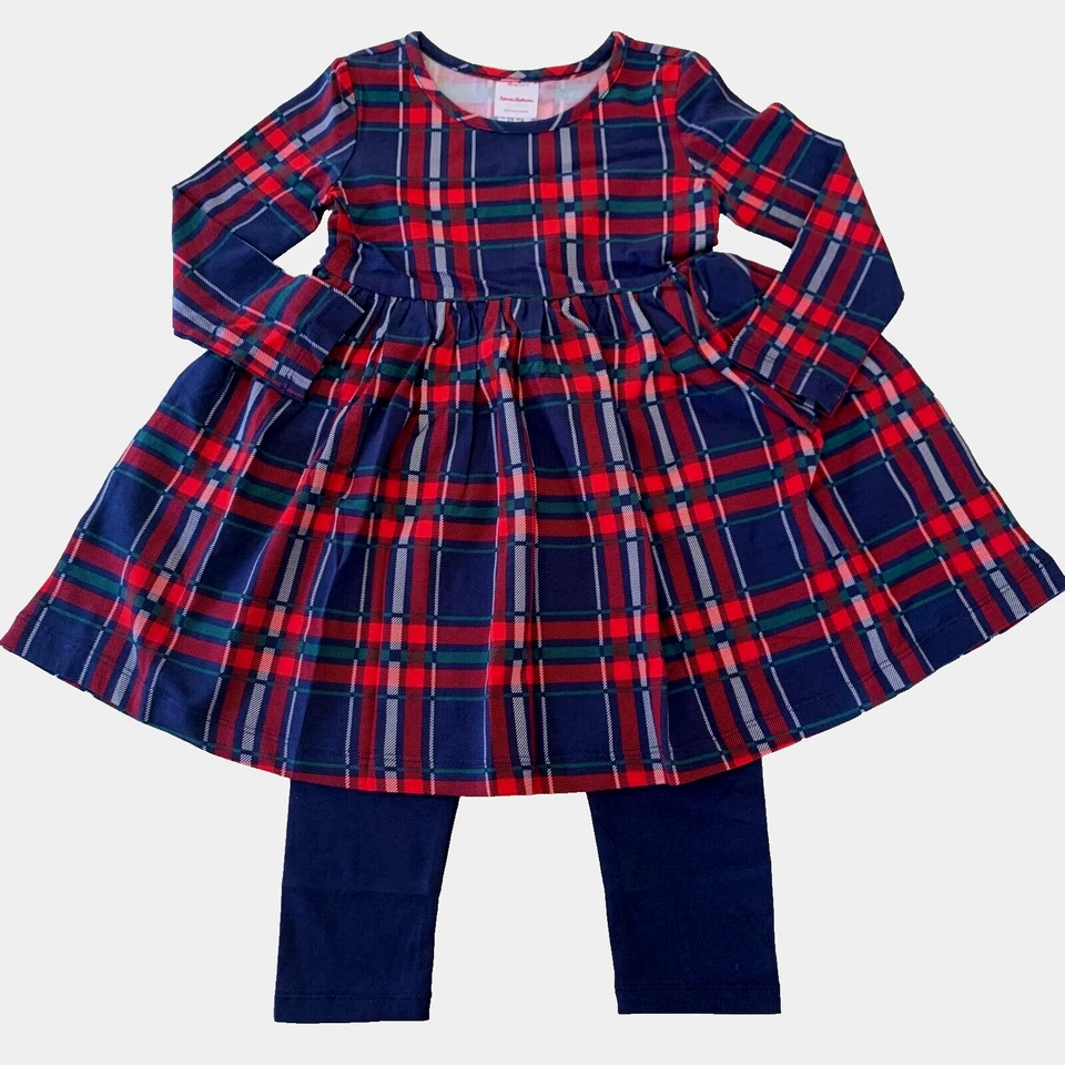 Hanna Andersson Sweet Plaid “SKATER DRESS + LEGGINGS” Set. 12-18 M. Perfect Gift - Image 2 of 4