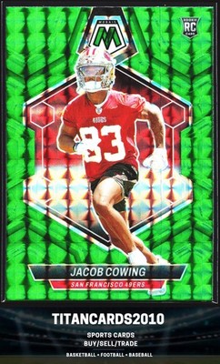 Jacob Cowing 2024 Panini Mosaic Green Prizm Rookie RC San Francisco 49ers #390